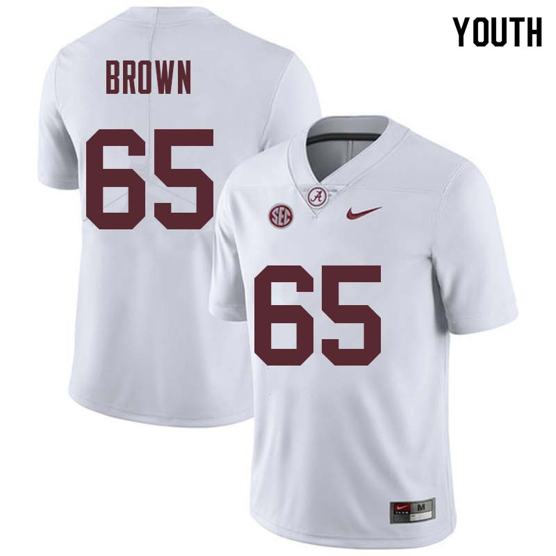 Youth #65 Deonte Brown Alabama Crimson Tide College Football Jerseys Sale-White